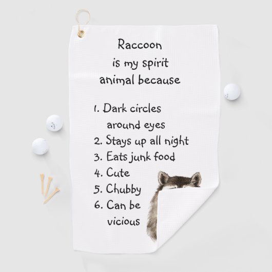Funny Raccoon Spirit Animal Humor Cute Waterverf Golfhanddoek (Insitu)