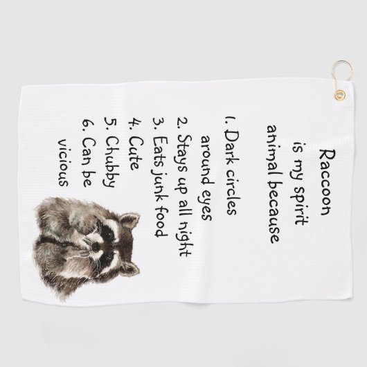 Funny Raccoon Spirit Animal Humor Cute Waterverf Golfhanddoek (Horizontaal)