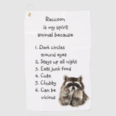 Funny Raccoon Spirit Animal Humor Cute Waterverf Golfhanddoek (Voorkant)