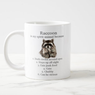 Funny Raccoon Spirit Animal Humor Cute Waterverf Grote Koffiekop