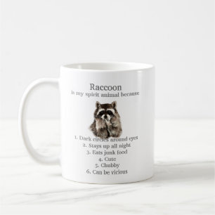 Funny Raccoon Spirit Animal Humor Cute Waterverf Koffiemok