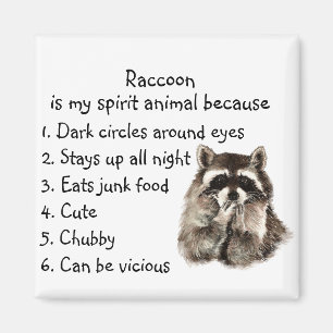 Funny Raccoon Spirit Animal Humor Cute Waterverf Magneet