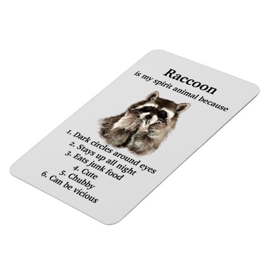 Funny Raccoon Spirit Animal Humor Cute Waterverf Magneet (Linkerzijde)