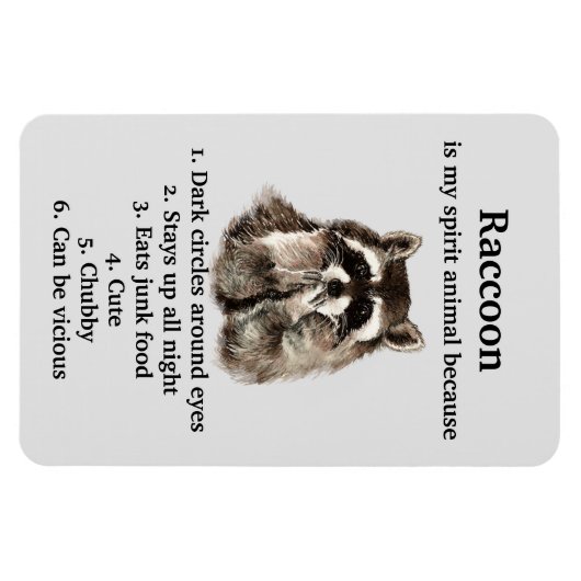 Funny Raccoon Spirit Animal Humor Cute Waterverf Magneet (Horizontaal)