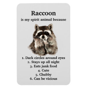 Funny Raccoon Spirit Animal Humor Cute Waterverf Magneet
