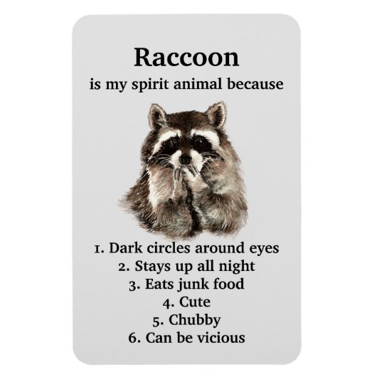 Funny Raccoon Spirit Animal Humor Cute Waterverf Magneet (Verticaal)
