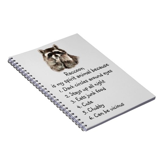 Funny Raccoon Spirit Animal Humor Cute Waterverf Notitieboek (Rechterzijde)