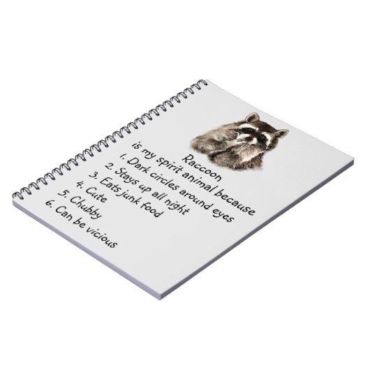 Funny Raccoon Spirit Animal Humor Cute Waterverf Notitieboek (Linkerzijde)