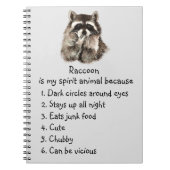 Funny Raccoon Spirit Animal Humor Cute Waterverf Notitieboek (Voorkant)