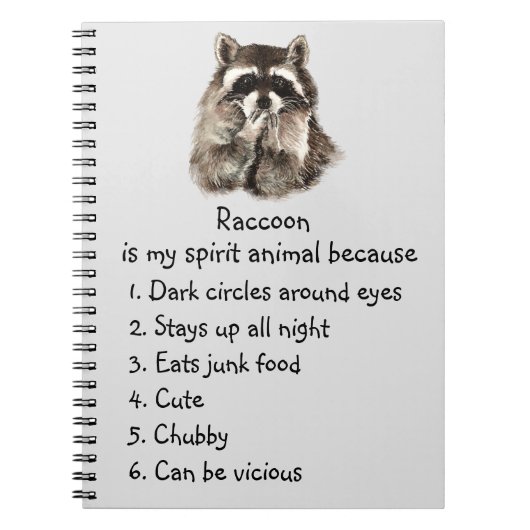 Funny Raccoon Spirit Animal Humor Cute Waterverf Notitieboek (Voorkant)