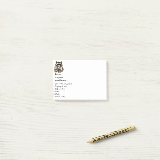 Funny Raccoon Spirit Animal Humor Cute Waterverf Post-it® Notes (Op bureau)