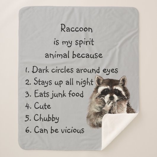 Funny Raccoon Spirit Animal Humor Cute Waterverf Sherpa Deken (Voorkant)