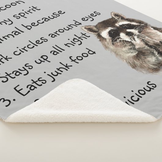 Funny Raccoon Spirit Animal Humor Cute Waterverf Sherpa Deken (3/4)