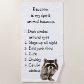 Funny Raccoon Spirit Animal Humor Cute Waterverf Strandlaken (Voorkant)