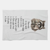 Funny Raccoon Spirit Animal Humor Cute Waterverf Theedoek (Horizontaal)