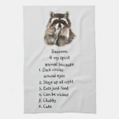 Funny Raccoon Spirit Animal Humor Cute Waterverf Theedoek (Verticaal)