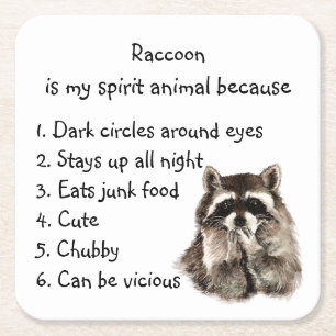 Funny Raccoon Spirit Animal Humor Kartonnen Onderzetters