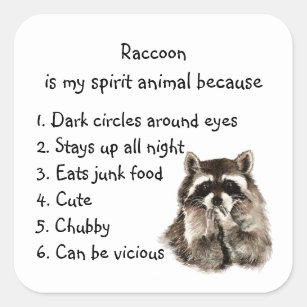 Funny Raccoon Spirit Animal Humor Vierkante Sticker