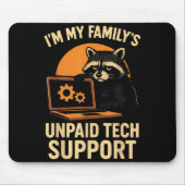 Funny Raccoon Tech Lover Graphic Tee Computer Geek Muismat (Voorkant)