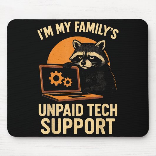Funny Raccoon Tech Lover Graphic Tee Computer Geek Muismat (Voorkant)