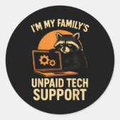 Funny Raccoon Tech Lover Graphic Tee Computer Geek Ronde Sticker (Voorkant)