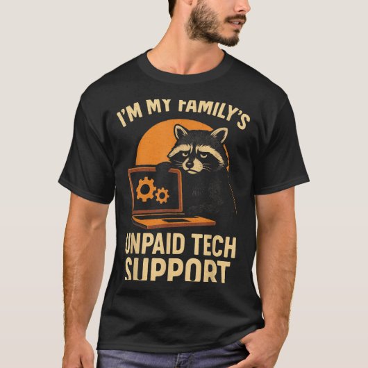 Funny Raccoon Tech Lover Graphic Tee Computer Geek T-shirt (Voorkant)