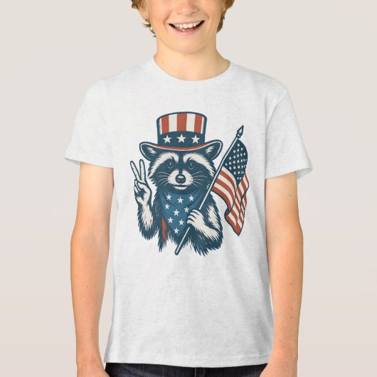 Funny Raccoon Tri-Blend Shirt (Voorkant)