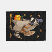 Funny Raccoon Turkey Pumpkin Thanksgiving Gift Men Fleece Deken (Voorkant (Horizontaal))