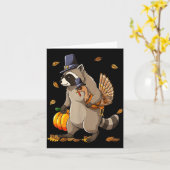 Funny Raccoon Turkey Pumpkin Thanksgiving Gift Men Kaart (Gele Bloem)