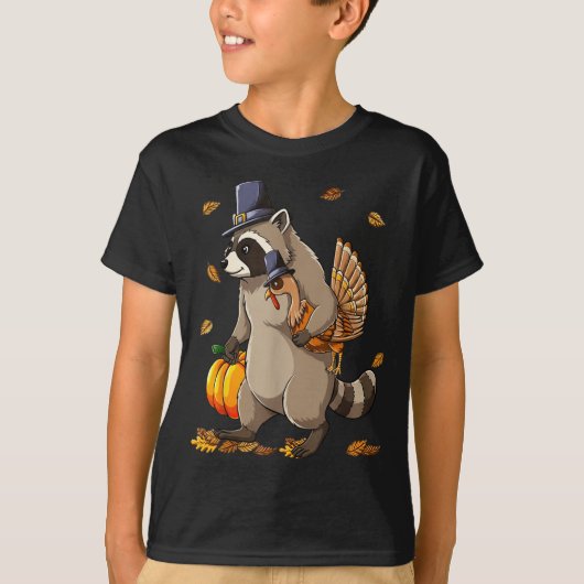 Funny Raccoon Turkey Pumpkin Thanksgiving Gift Men T-shirt (Voorkant)