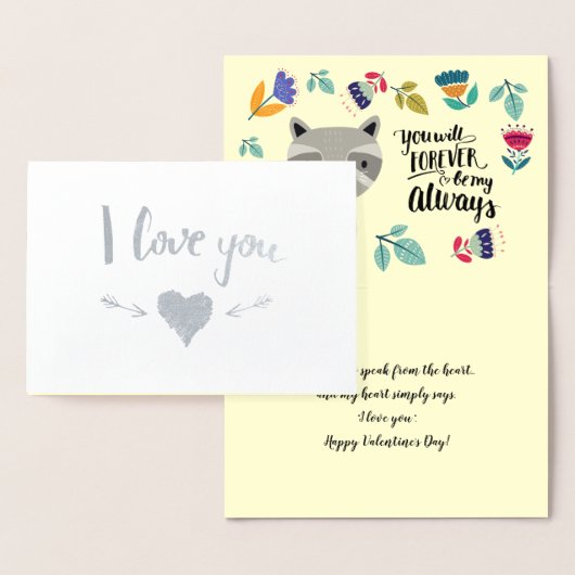 Funny Raccoon Valentijnsdag Folie Kaarten (Display)