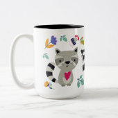 Funny Raccoon Valentijnsdag Gift Tweekleurige Koffiemok (Links)