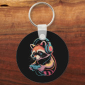 Funny Raccoon Video Gamer Raccoon  Sleutelhanger (Voorkant)