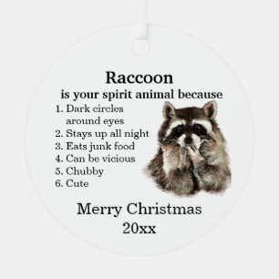Funny Raccoon Your Spirit Animal Humor Metalen Ornament