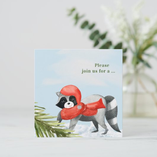 Funny Raccoons kerstfeest Kaart (Staand voorkant)