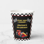 Funny Racing Car Driver Birthday Boy Papieren Bekers (Achterkant)