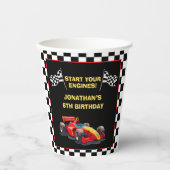 Funny Racing Car Driver Birthday Boy Papieren Bekers (Voorkant)
