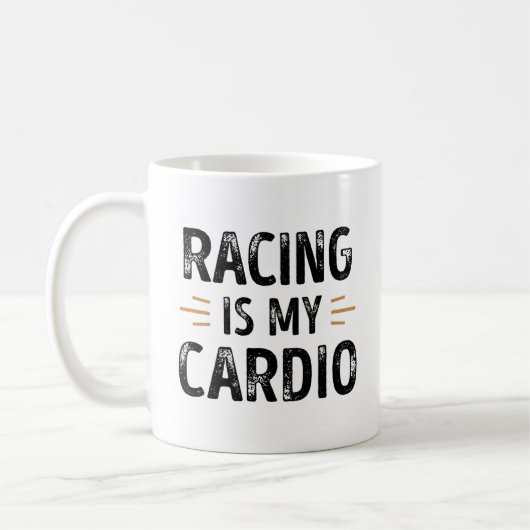 Funny Racing is mijn Cardio - car Gift Koffiemok (Links)