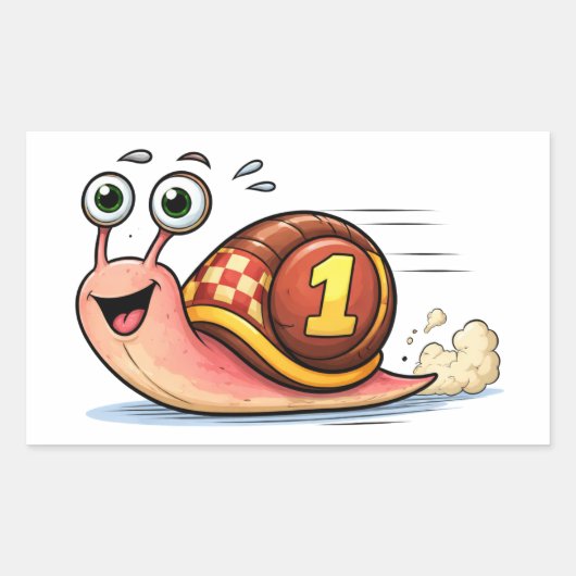 Funny Racing Snail Cartoon Character Sticker (Voorkant)
