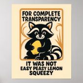 Funny Racoon Easy Peasy Poster (Voorkant)