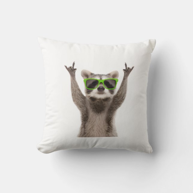 Funny racoon kussen (Voorkant)