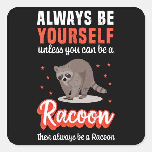 Funny Racoon - Raccoon Halloween Costume Vierkante Sticker (Voorkant)