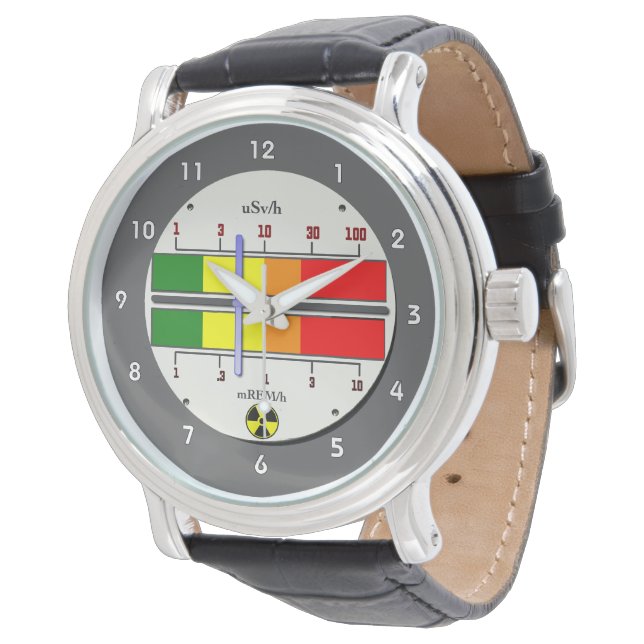 Funny Radiation Geiger Counter Effect Wristwatch Horloge (Gekanteld)