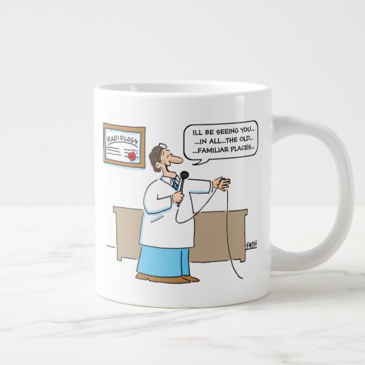 Funny Radiologist Singing Karaoke Song Cartoon Grote Koffiekop (Rechts)