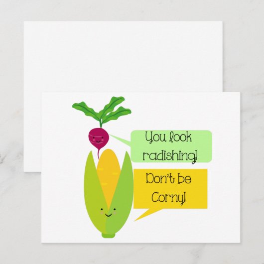 Funny Radish and Corn Vegetable Humor Briefkaart (Voorkant / Achterkant)