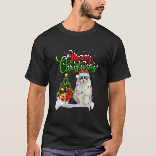 Funny Ragdoll Cat Lover Xmas Lighting Ragdoll Cat T-shirt (Voorkant)