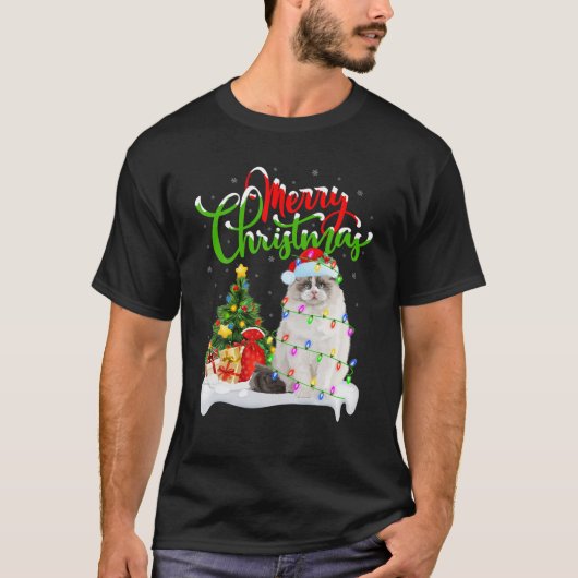 Funny Ragdoll Cat Lover Xmas Lighting Ragdoll Cat T-shirt (Voorkant)