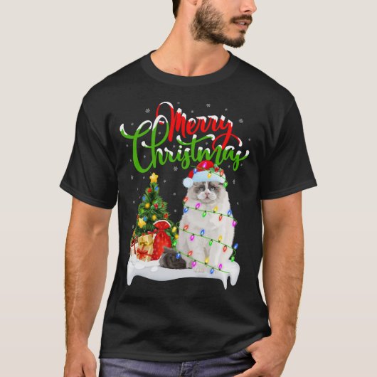 Funny Ragdoll Cat Lover Xmas Lighting Ragdoll Cat T-shirt (Voorkant)