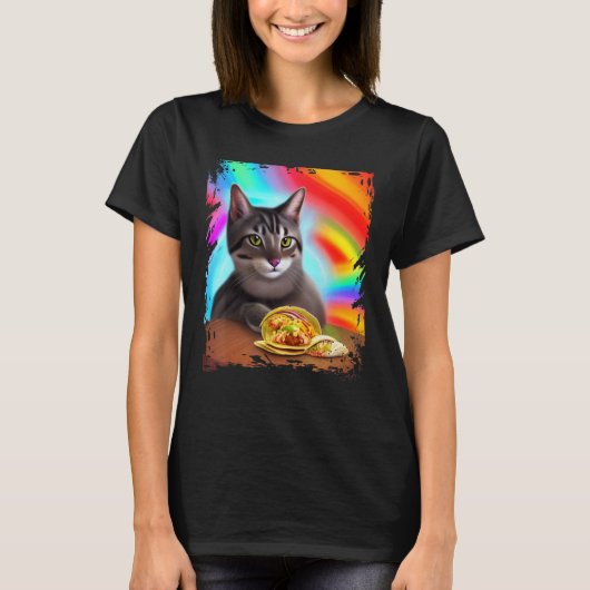 Funny Rainbow Cat Taco Kat Internet Meme T-shirt (Voorkant)