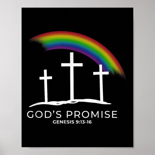 Funny Rainbow Christ Cross - Christian Quote God's Poster (Voorkant)